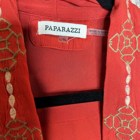 Paraparazzi Duster Womens Large XL Embroidered Bohemian Lagenlook Color Block - Picture 7 of 8